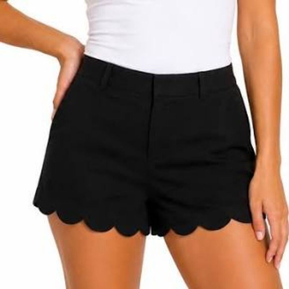 J Crew Women's Black 4" Scalloped Hem Short. Size 10